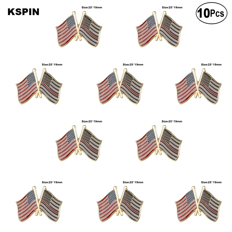 

U.S.A & Thin Red Line 1 Lapel Pin Flag badge Brooch Pins Badges 10Pcs a Lot