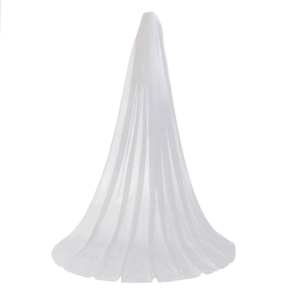 

Long Wedding Veil Single Layer Tulle Cathedral Chapel Floor Veils with Hair Side Comb for Bride (White)