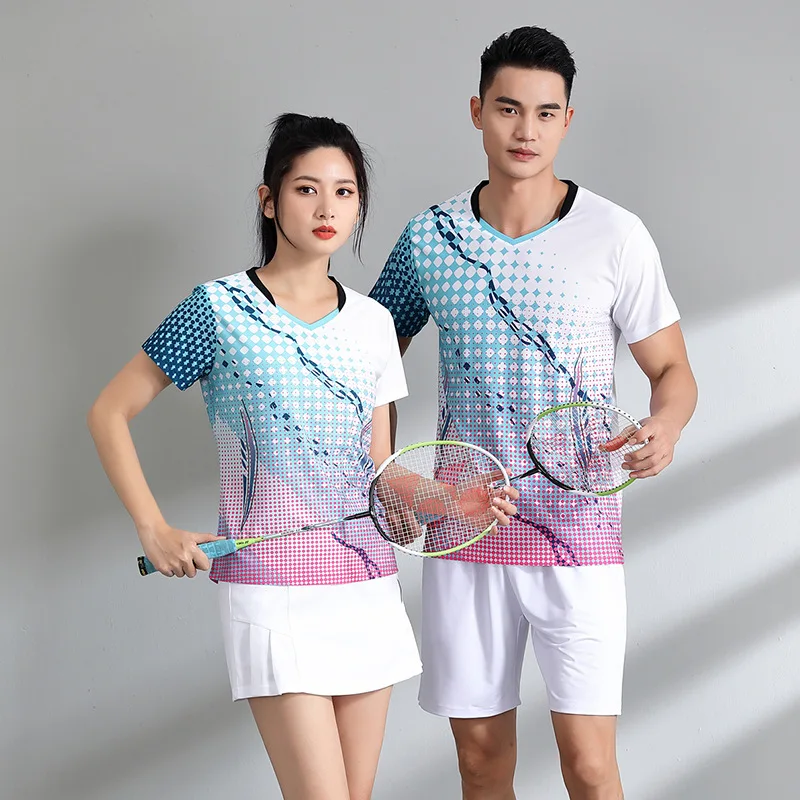 New Sports Tennis T Shirts Men Women Badminton T Set Table Tennis Uniforms Girls Ping Pong Jerseys Gym Sports Suit Qucik Dry