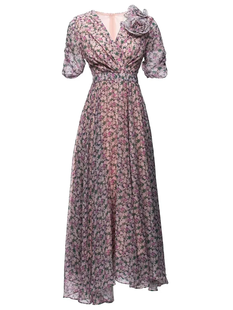 

Женское длинное платье с коротким рукавом, модельное элегантное дизайнерское богемное Повседневное платье с принтом, лето