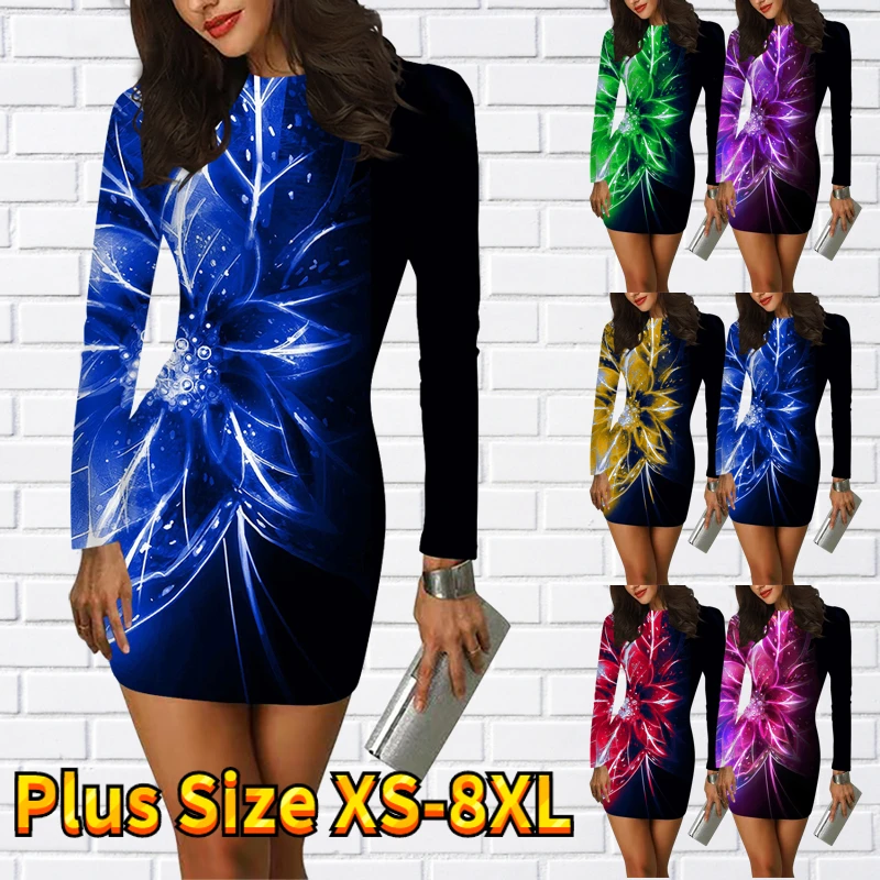 

Женская винтажная короткая юбка с принтом, облегающая юбка с круглым вырезом и длинным рукавом, элегантная приталенная юбка с принтом, Осен...