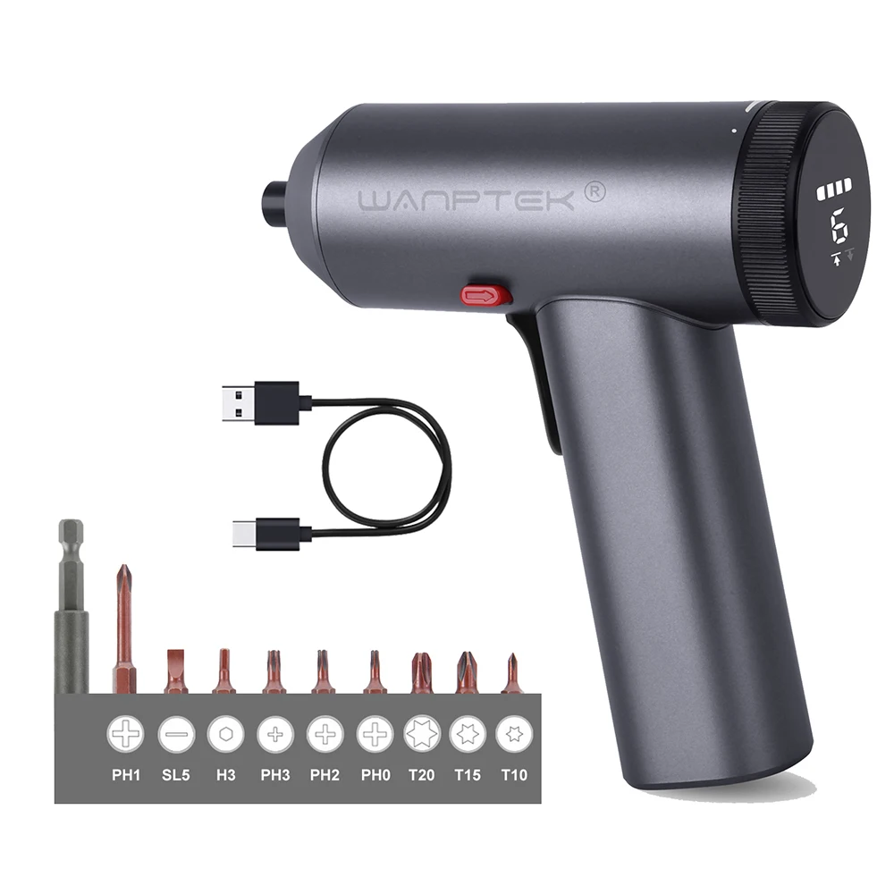 

Gun Type Electric Screwdriver Kit Power Tools Cordless Rechargeable Screwdriver 3.6V 2000Mah Lithium Ion 5N 10Pcs S2 Steel Bit