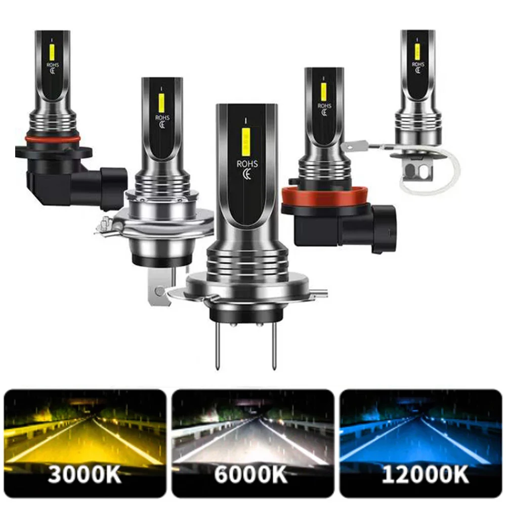 

2Pcs H4 H7 Car Fog Light H11 H8 H9 H16JP H1 H3 LED Car Headlight Bulbs 9005 9006 Auto Driving Headlamp Lamps 6500K 12V 24V