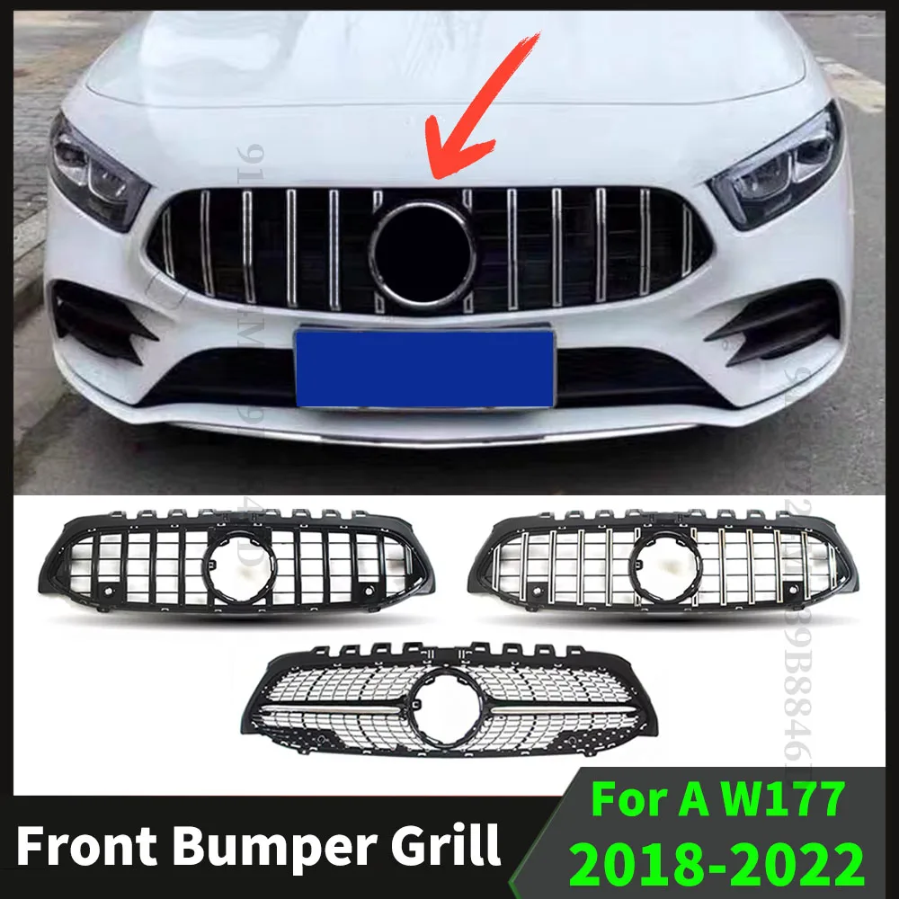 

GT Diamond Front Inlet Bumper Grille Hood Grill For Mercedes W177 Benz A 2018+ A200 A180 A220 A250 A45 Tuning Mesh Facelift Trim