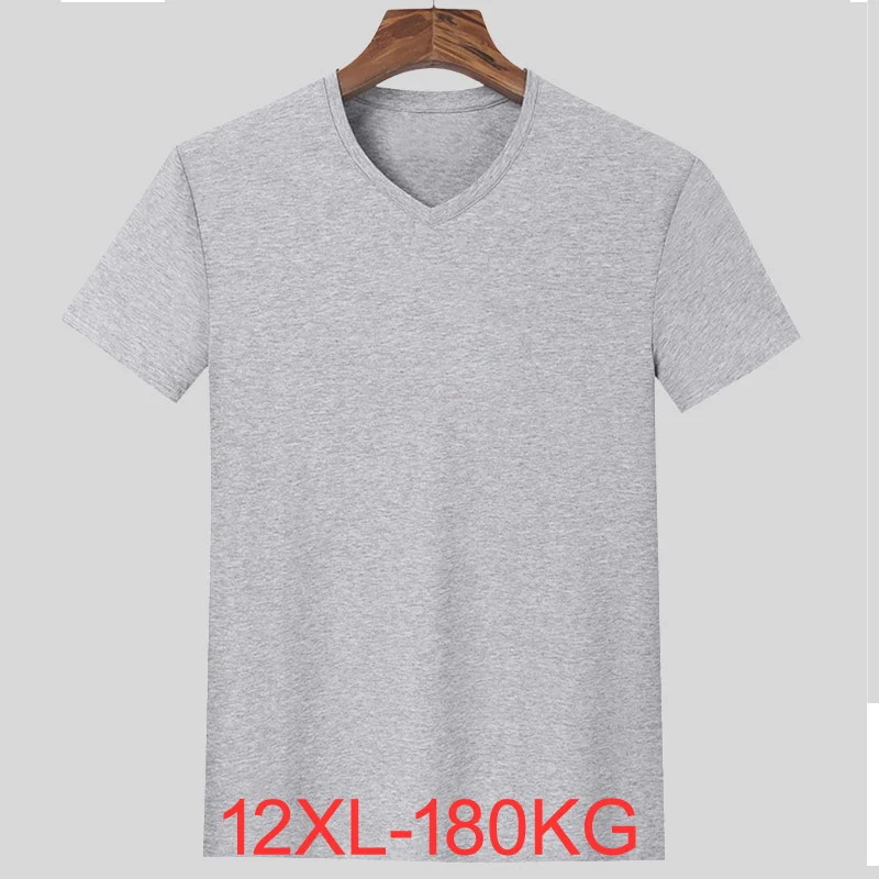 

Men's Big T-Shirt Large Size 7xl 8XL 9XL 10XL 11XL 12XL Short Sleeve V Neck Loose Casual Black Gray White 180kg
