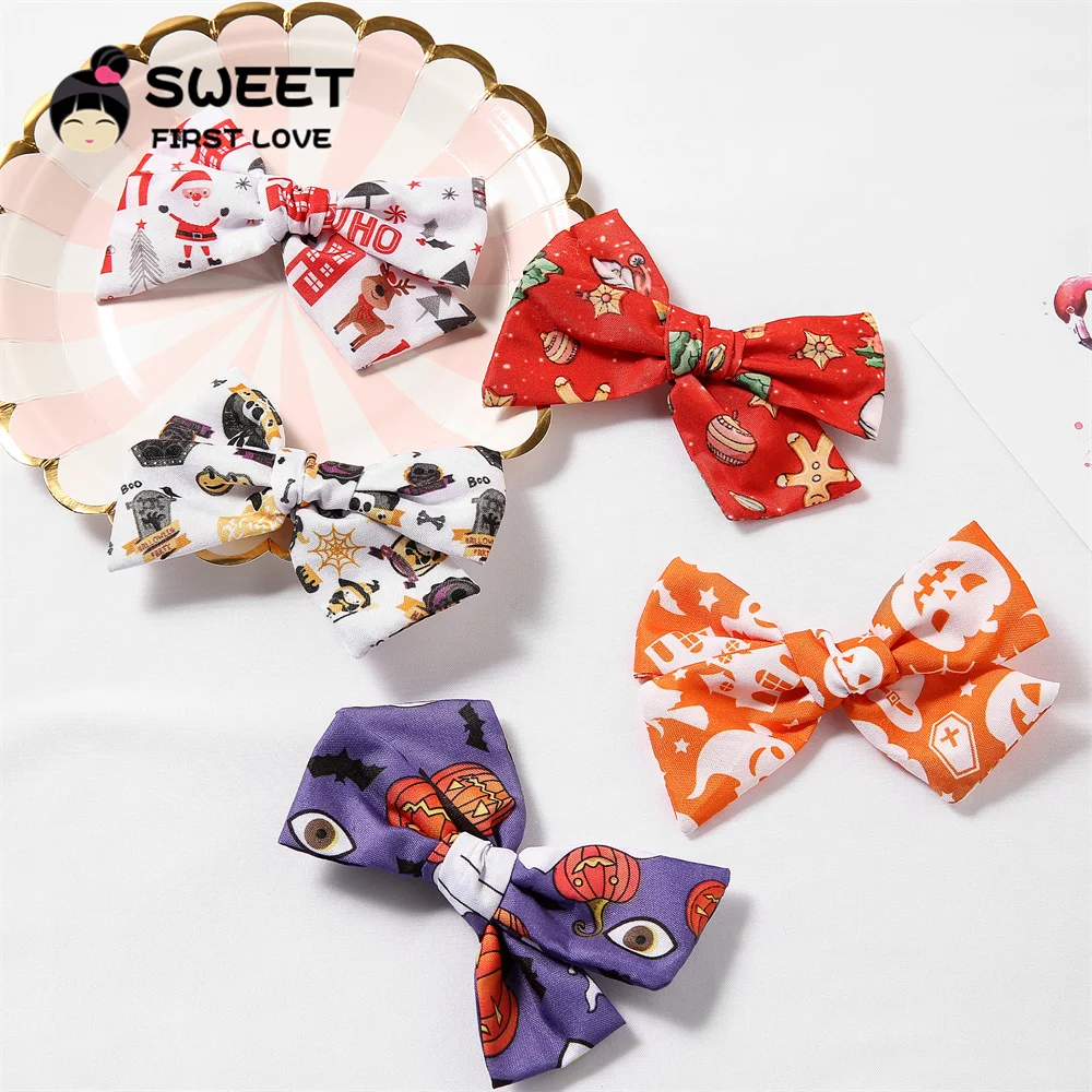 

Однотонные заколки для волос для детей, милые элегантные детские заколки с бантом, тканевые зажимы для волос, милые заколки для волос, аксес...