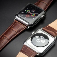 leather strap for apple watch band 44mm 40mm 45mm 41mm 42mm 38mm crocodile pattern watchband bracelet iwatch series 7 se 6 5 4 3