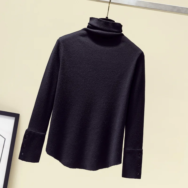 

Женский свитер, новая осенне-зимняя блузка с длинными рукавами и узким низом, свитер с высоким воротником