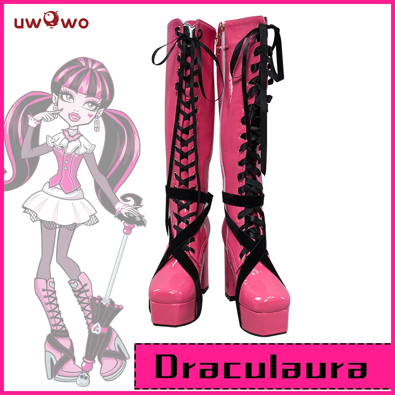 UWOWO Monster High Draculaura Cosplay Shoes New Anime Boots Monster High-heels Size 35-43 Shoes Halloween Aksesori Dibuat Sesuai