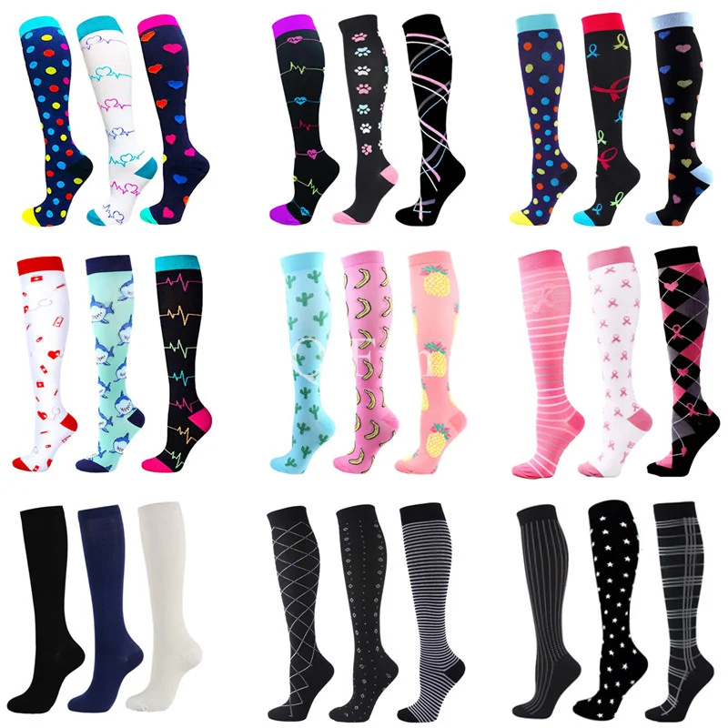 

3 Pairs Compression Socks Men Women Knee High Running Compression Socks 20-30 MmHg Fit for Medical Edema Diabetes Varicose Veins