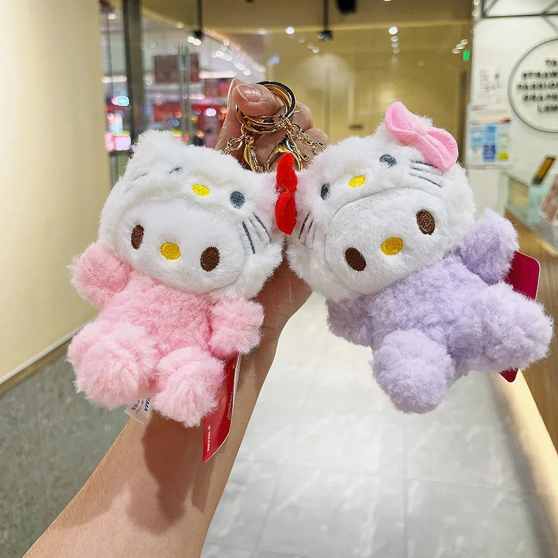 

Sanrio Hello Kitty Plush Toys Keychain Accessories Stuffed Animal Keychain Kawaii Doll Bag Pendant Decoration Christmas Birthday