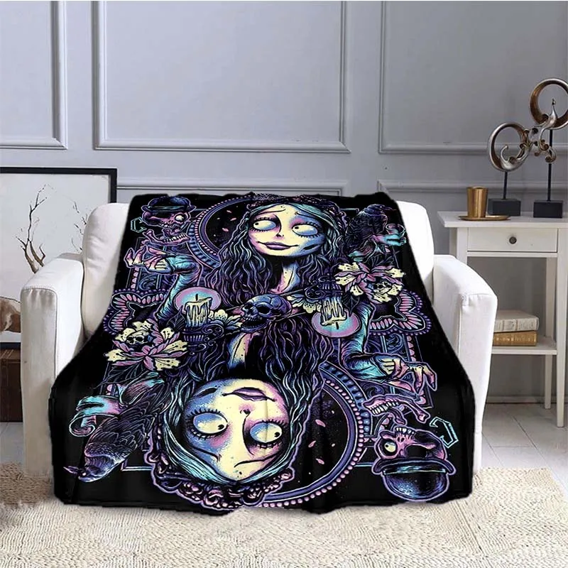 

Corpse Wedding Blanket Gothic Fantasy Bride Flannel Throw Blanket Gothic Love Dark Living Room Bedspread Sofa Couch Cover