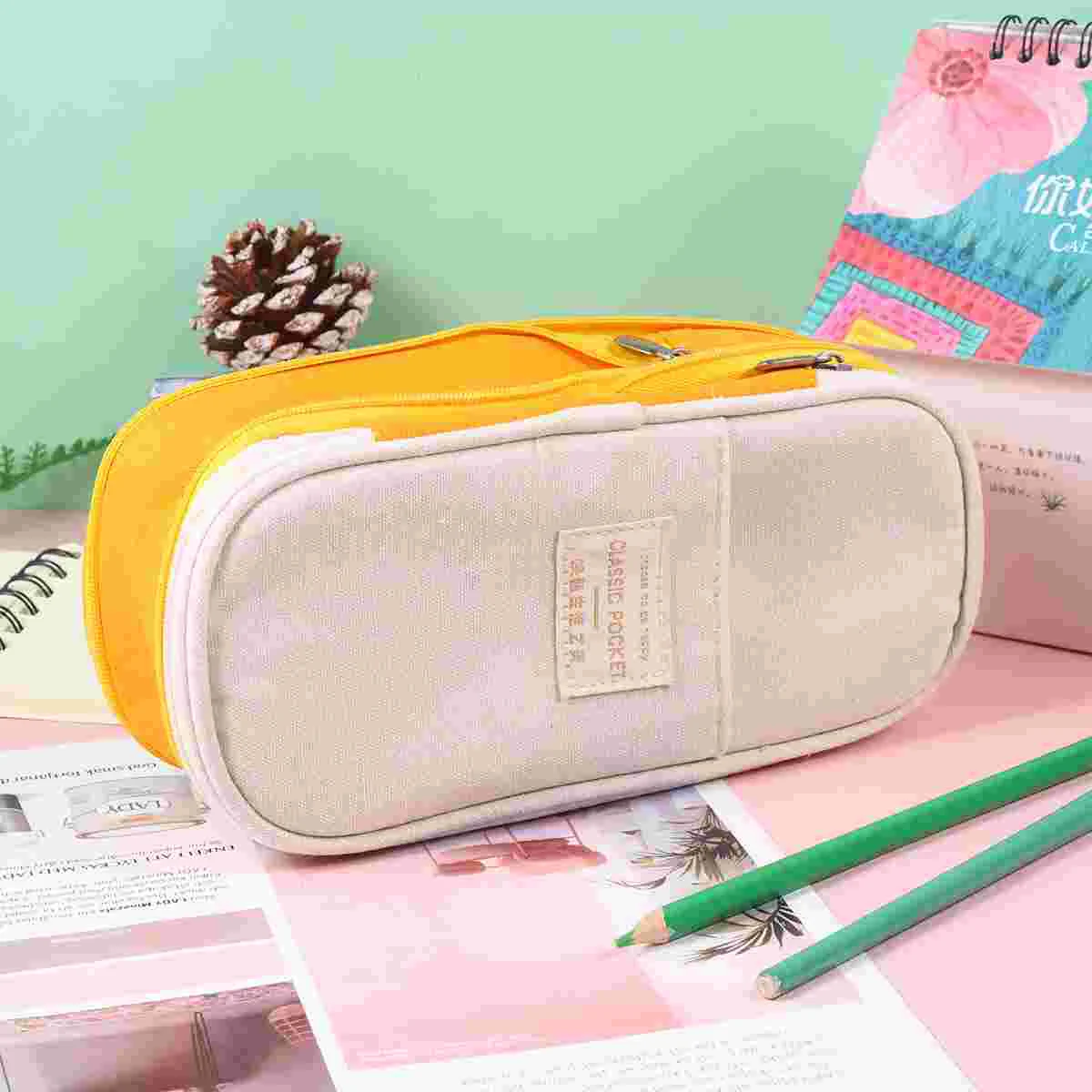 

Прозрачный чехол для макияжа, канцелярские принадлежности, декоративный держатель для ручек на молнии, холщовый чехол для макияжа, Офисная коробка для ручек, студент