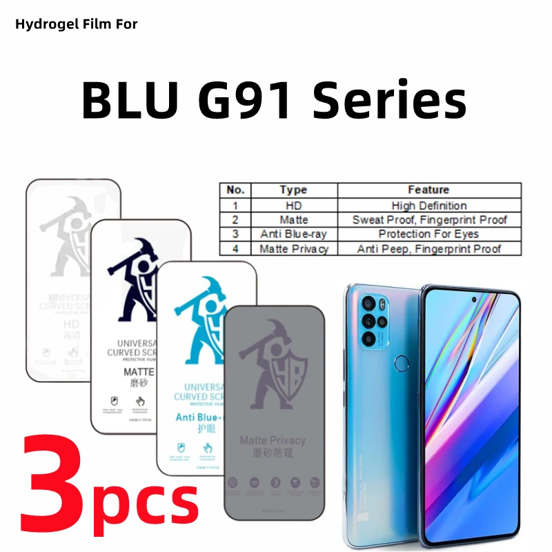 

3pcs HD Hydrogel Film For BLU G91 Pro Matte Screen Protector For BLU G91 Max G91s Eye Care Blueray Anti Spy Protective Film