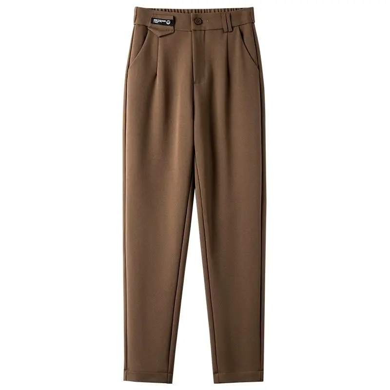 2023 New Women Spring Autumn Korean Solid High Waist Straight Suits Pants Ladies Fashion Casual Loose Long Trousers X109