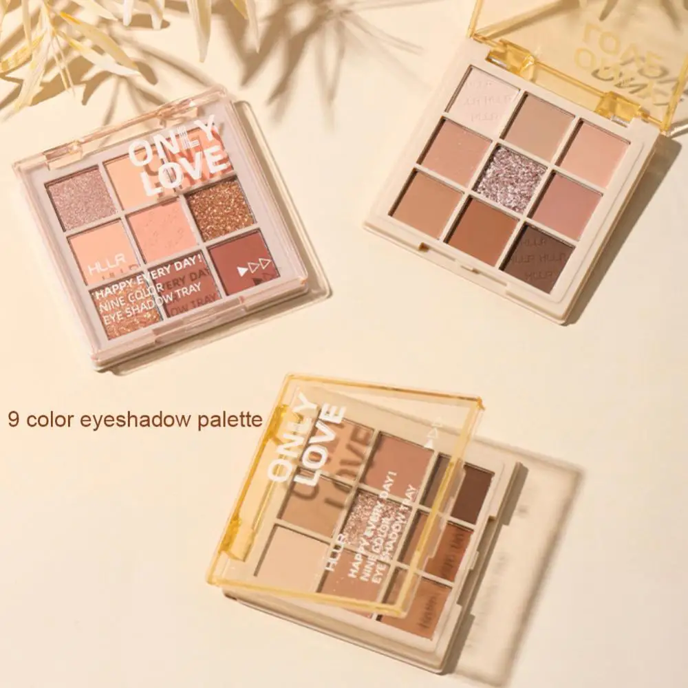

Glitter Matte Milk Tea Brown Eyeshadow Eyes Pigments 9 Colors Eyeshadow Palette Cosmetics Transparent Acrylic Eye Shadow Palette