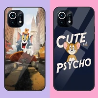 cartoon tom and jerry phone case for redmi k20 k30 k40 k50 proplus 9 9a 9t note10 11 t s pro poco f2 x3 nfc tempered glass cover