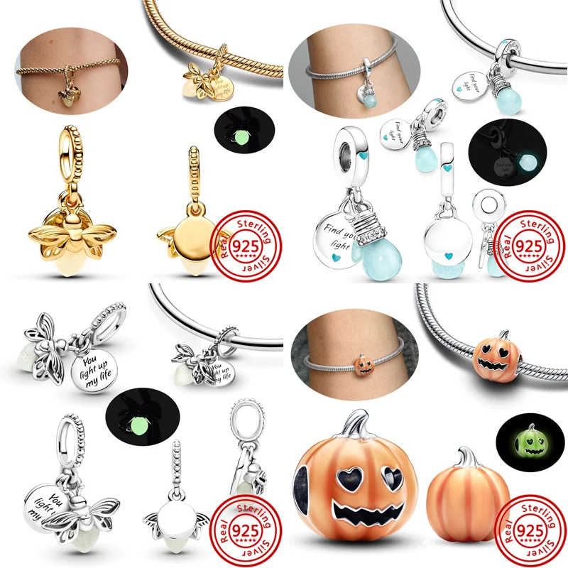 Светящийся шарм из серебра 925 пробы, цвет в ассортименте | AliExpress