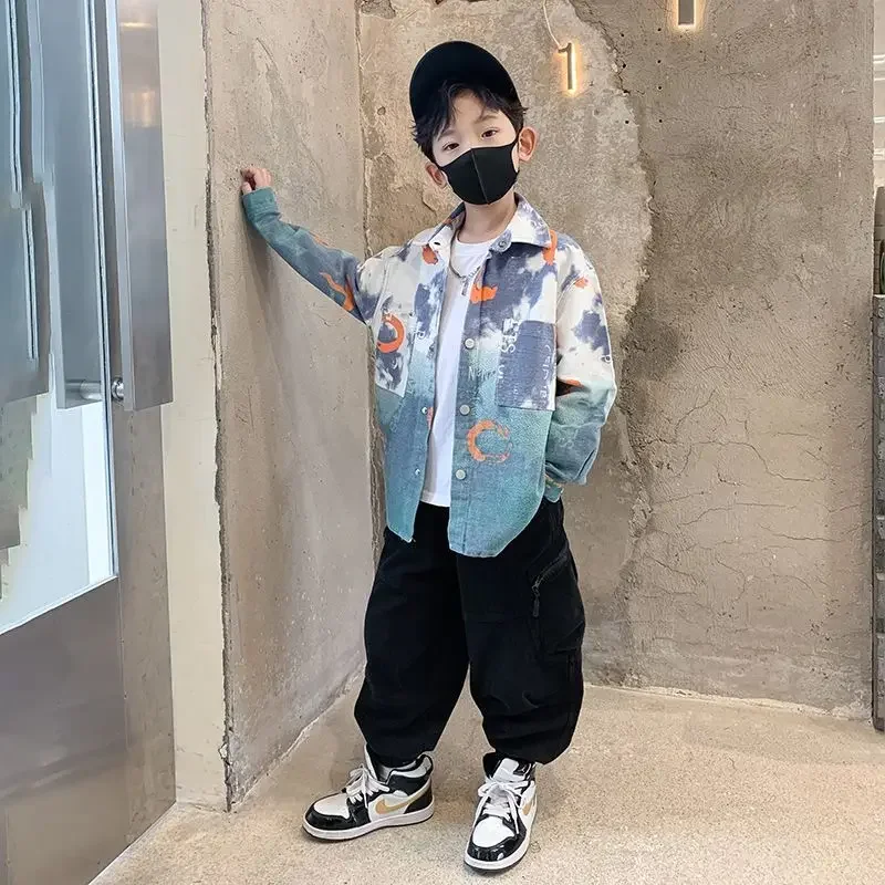 Детская Хлопковая кофта с принтом на возраст 5-14 лет