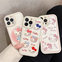 cute hello kitty cartoon pu leather phone cases for iphone 13 12 11 pro max xr xs max x lady girl shockproof soft shell gifts