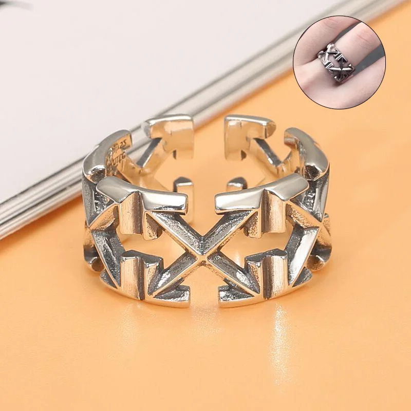 

Vintage Stainless Steel Arrow Ring Hip-hop Y2K Open Finger Ring Hollow Geometric Jewelry for Women Men Couples Fashion Gifts