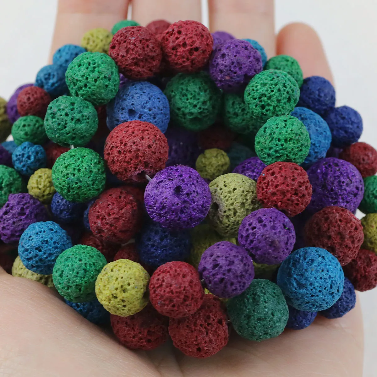 Разноцветный лавовый синтетический камень вулканический круглые бусины шарики