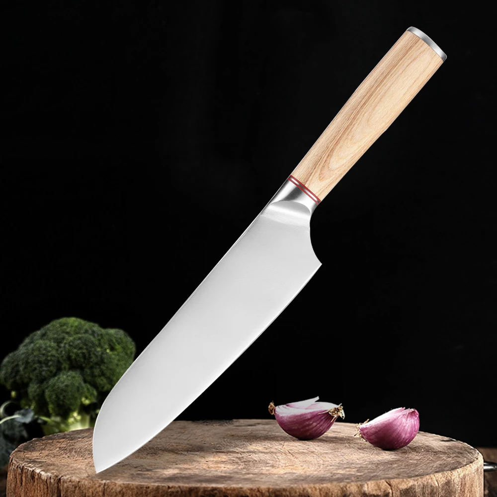 

Поварской нож из нержавеющей стали, профессиональный японский кухонный резец сантоку, острый нож для лосося, суши, рыбы, овощей, фруктов