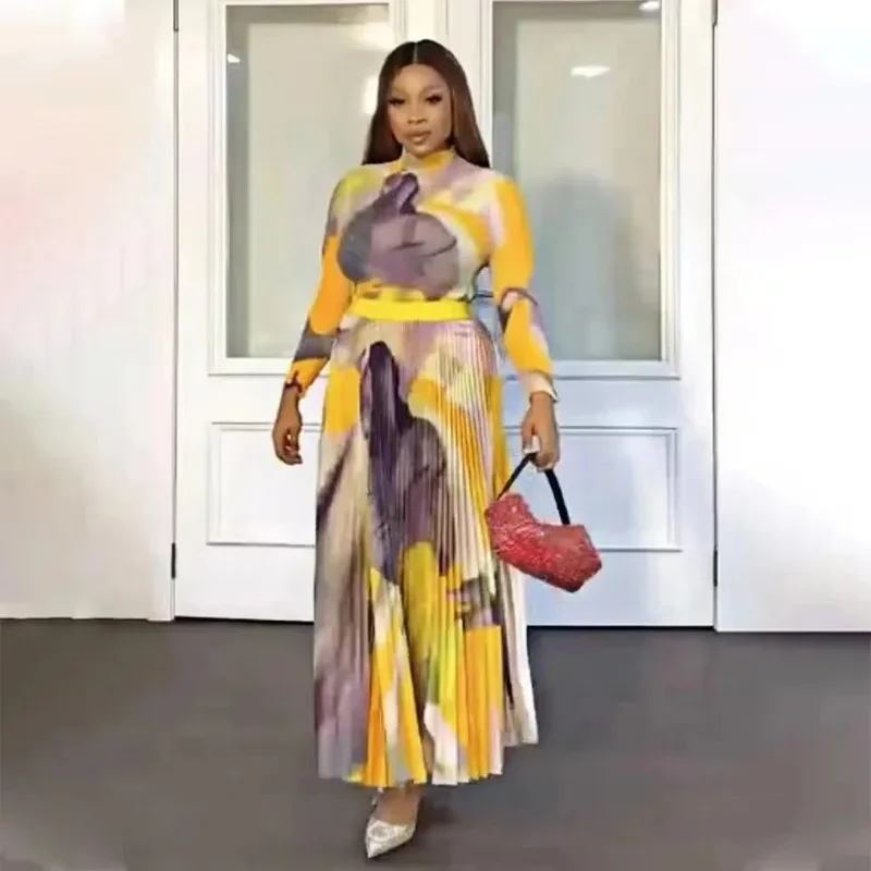 Женский костюм с плиссированной юбкой миаке летний полный комплект большого