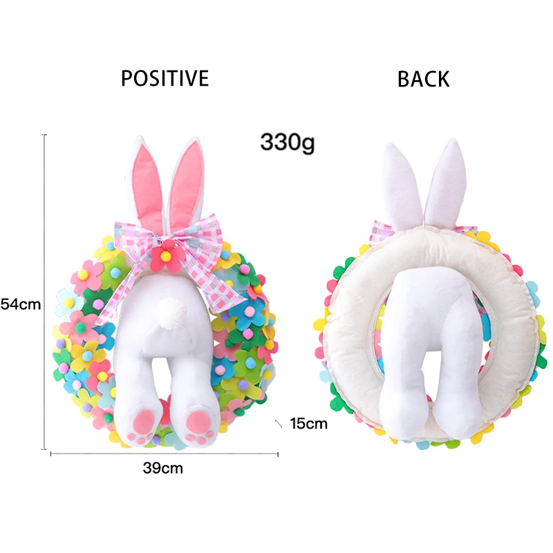

2022 Easter Decorations Rabbit Garlands Door Oranments Wall Easter Bunny Butt Wreath Decorative Happy Party Front Door Decor