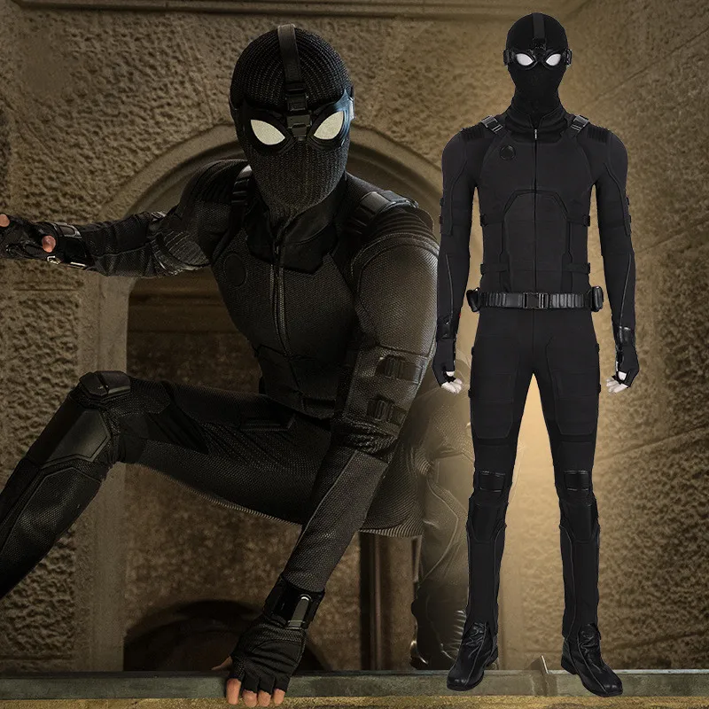 Spider-Man: Far From Home Black Sneak Cos Suit Cosplay Performance Jumpsuit Red Halloween Costumes Mens Custom Made