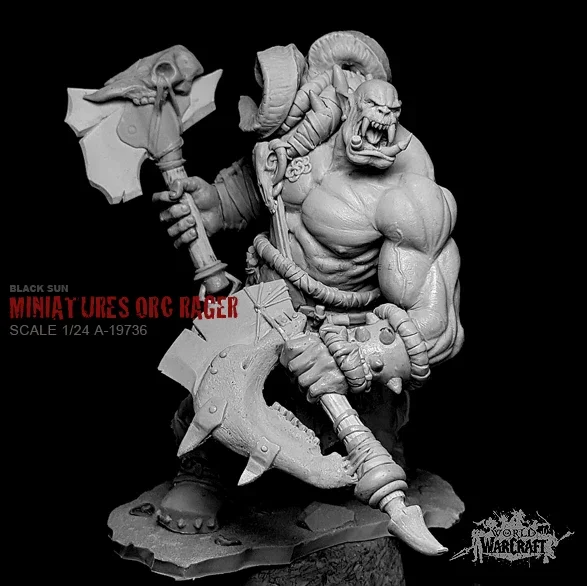 1/24 наборы смолы Orc Tomahawk Hero фигурка солдата из (75 мм) A-19736