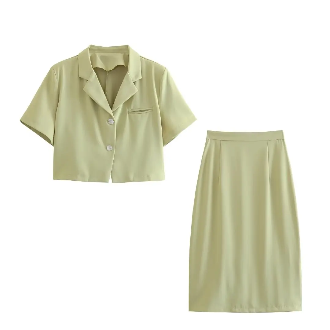 

set Women 2 pieces 2023 New Sweet Fashion summer Casual small suit Blouses Vintage Casual skirt Female Chic Tops