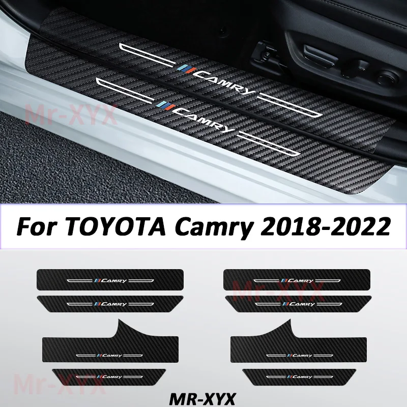 

For Camry 2018-2022 XV70 Auto Tailgate Guard Door Sill Pedal Carbon Fibre Texture Accessories Leather Styling Car Sticker Trim