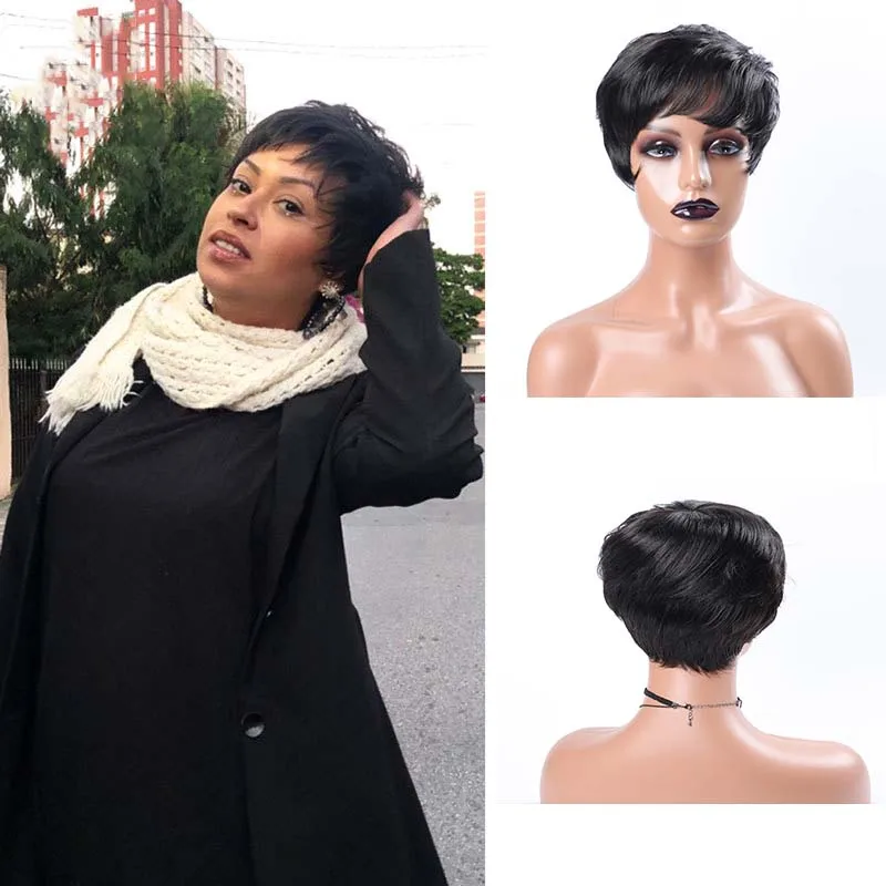 

Women Short Black Wavy Synthetic Wig Nature Looking Heat Resistant Fiber For Women Daily Party Use