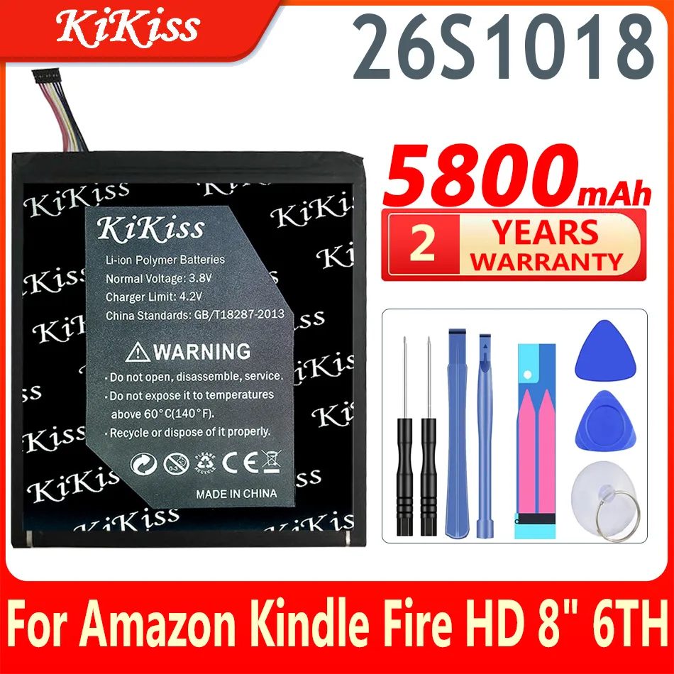 

5800mAh KiKiss Battery 26S1018 For Amazon Kindle Fire HD 8" 6TH GEN PR53DC MC-28A8B8