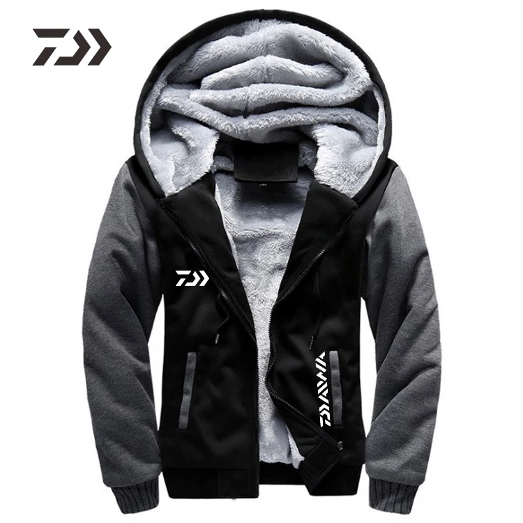 

2022 Fishing Jacket Men Hoodies Outdoor Loose Thermal Thick Fleece Zipper Pocket Warm Fishing Wear Spring Autumn