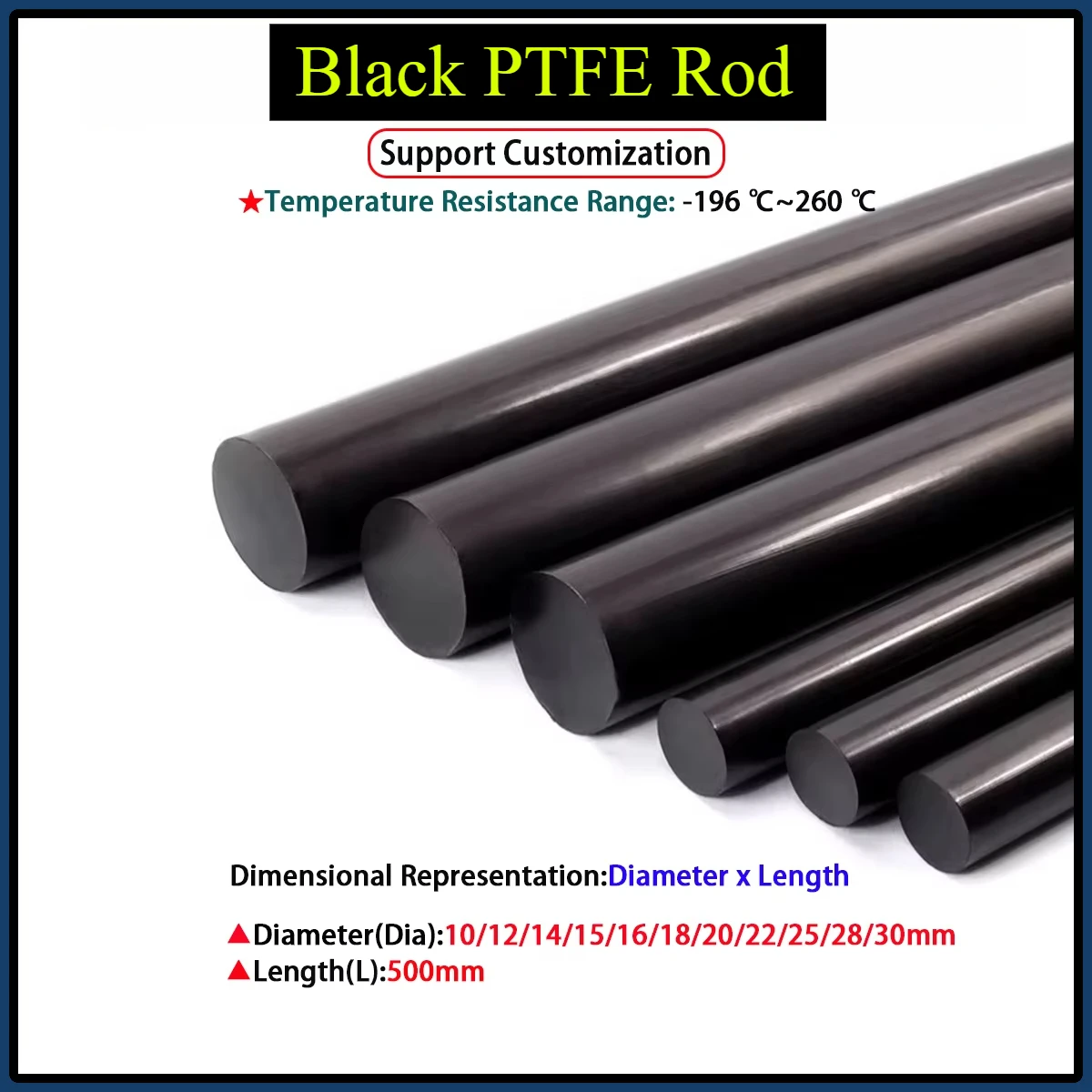 1 шт. черный стержень из ПТФЭ политетрафторэтиленовый экологически чистый
