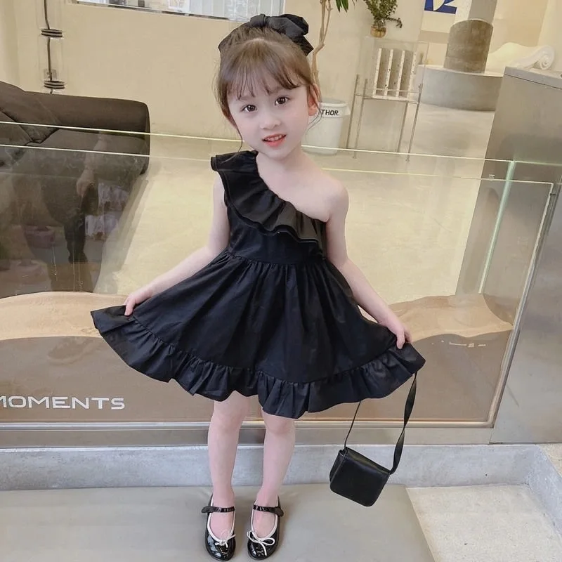 

Girl Dress Off Shoulder Princess Baby Dresses Classic Black Birthday Dress Toddlers Baby Summer Clothes Kids Girls Clothes