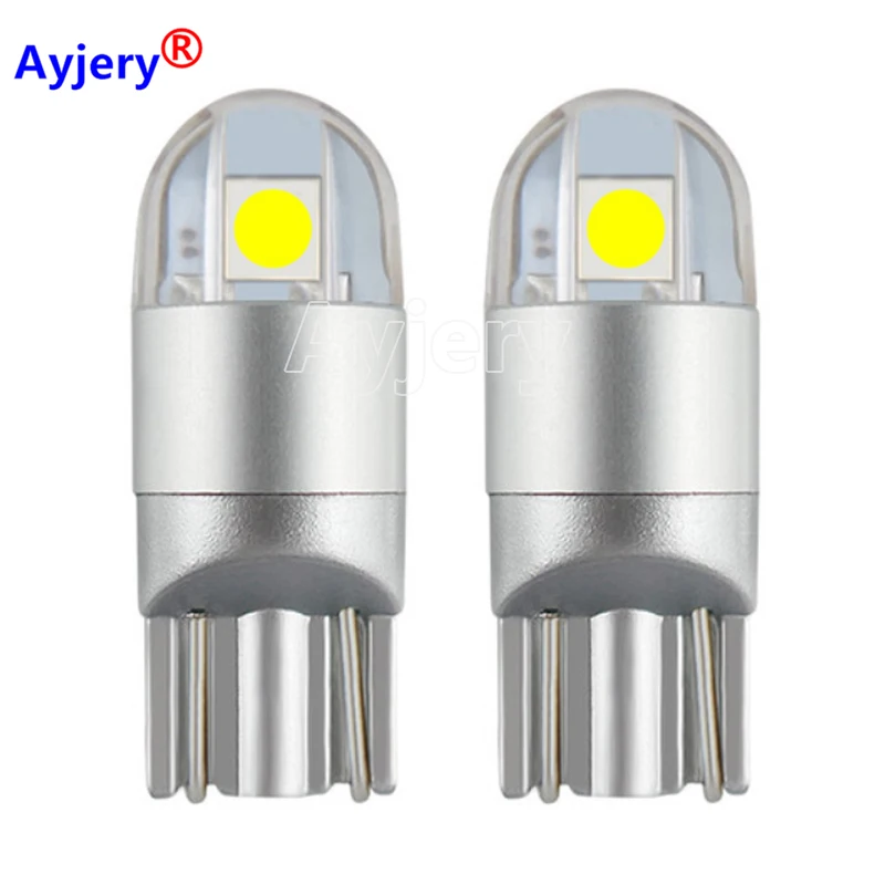 

AYJERY 100pcs T10 3030 2SMD 2 SMD 2 LED W5W WY5W 192 921 168 501 Auto Wedge Lamp Car Marker Light Door Map Dome Bulb DC 12V