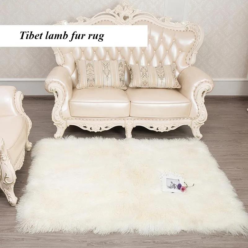 

MS.SOFTEX Real Fur Rug Natural Tibet Lamb Fur Rug Genuine Lamb Fur Blanket Custom Size Living Room Rug Door Mat Entrance