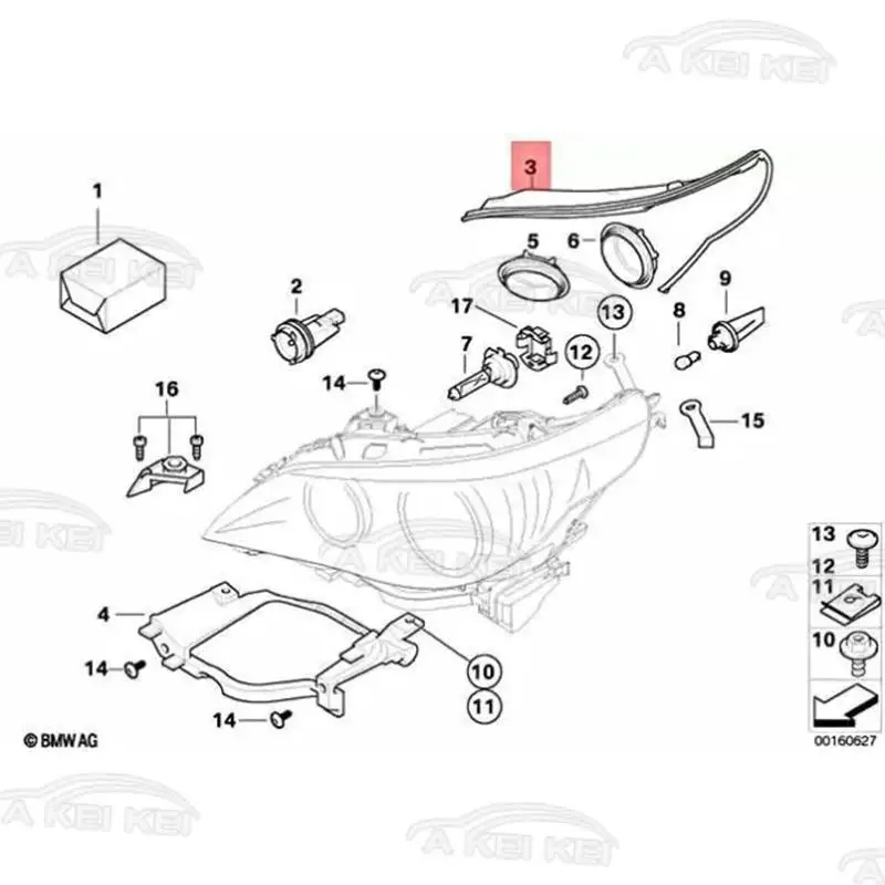 Фото Резиновая уплотнительная лента для фар BMW E60 5 серии 2004-2010, декоративная накладка на фары, уплотнительная прокладка 63126934511, 63126934512 №2