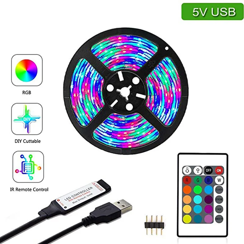 

RGB Светодиодная лента USB 5 в светильник 2835 м 1 м 2 м 3 м 4 м 5 м декоративсветильник освещение для подсветки телевизора 5 в Светодиодная лента освещение s для комнаты спальни