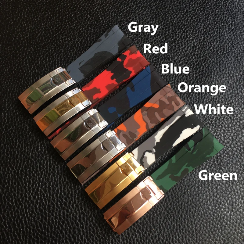 

Ремешок Камуфляжный для наручных часов, брендовый резиновый браслет для часов, синего, красного, серого, зеленого, белого цветов, подходит д...