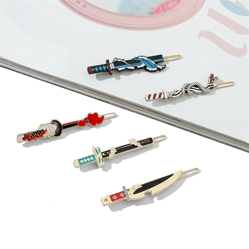 Металлические заколки для волос в стиле аниме