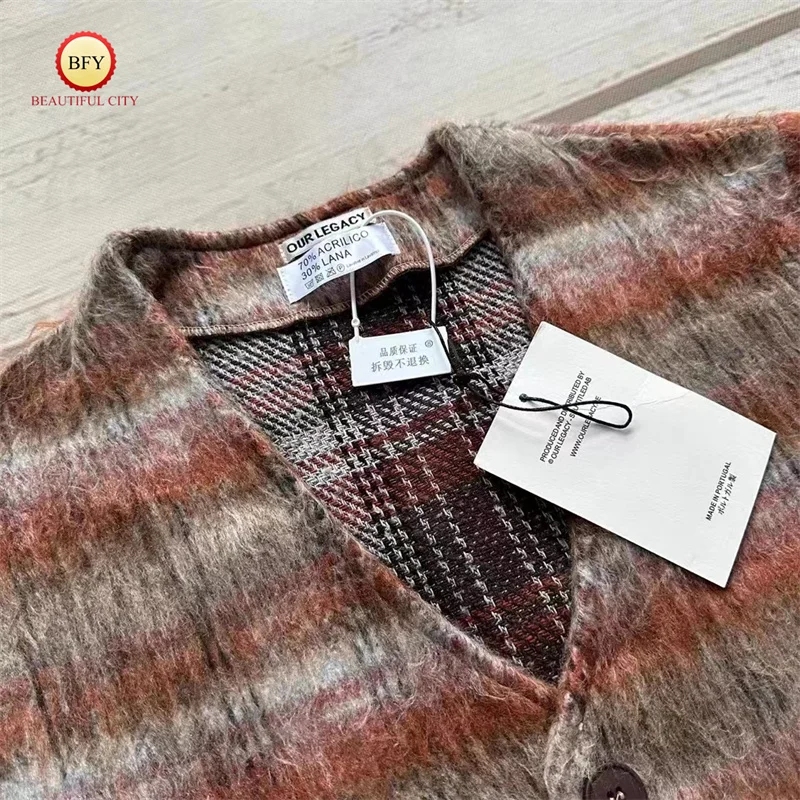 23ss мохеровый кардиган премиум-класса на осень и зиму в шотландскую клетку наш Legacy