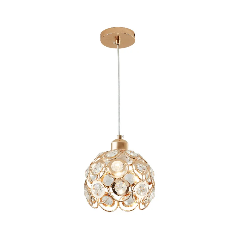 

Современная простая подвесная железная кольцевая лампа с тремя кристаллами, креативная личность, подвеска для бара, ресторана, столовой, стола, полусферической формы