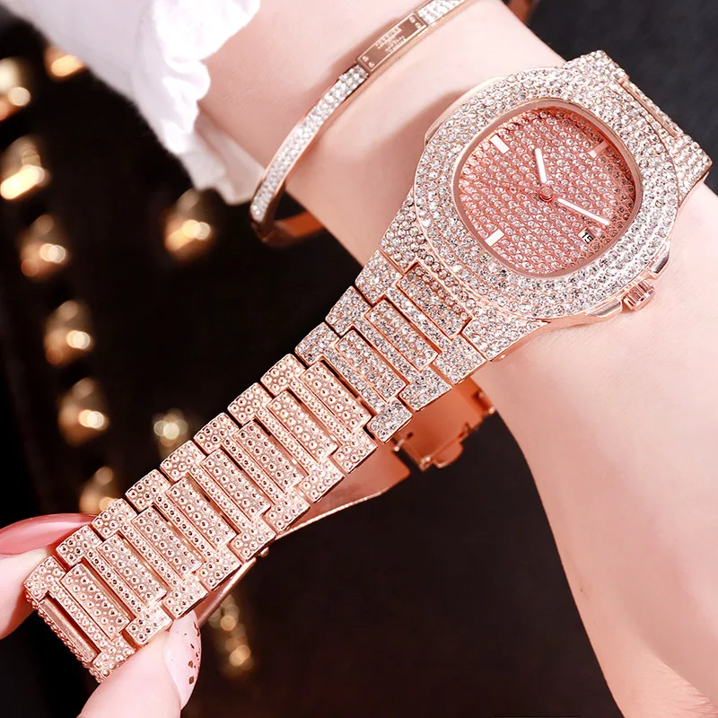 Золотые кварцевые часы четырех цветов модный квадратный набор mantianxing со стальным