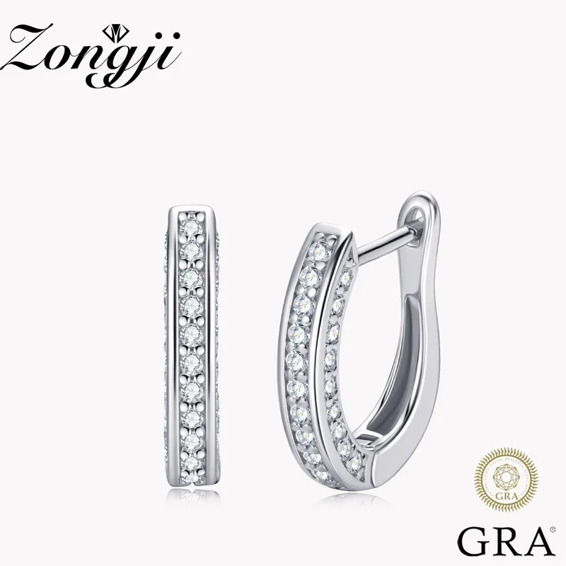

ZONGJI D Color VVS Moissanite Small Little Hoop Earrings Seiko 925 Sterling Silver Ear Clips Dainty Fine Jewelry for Women Girls