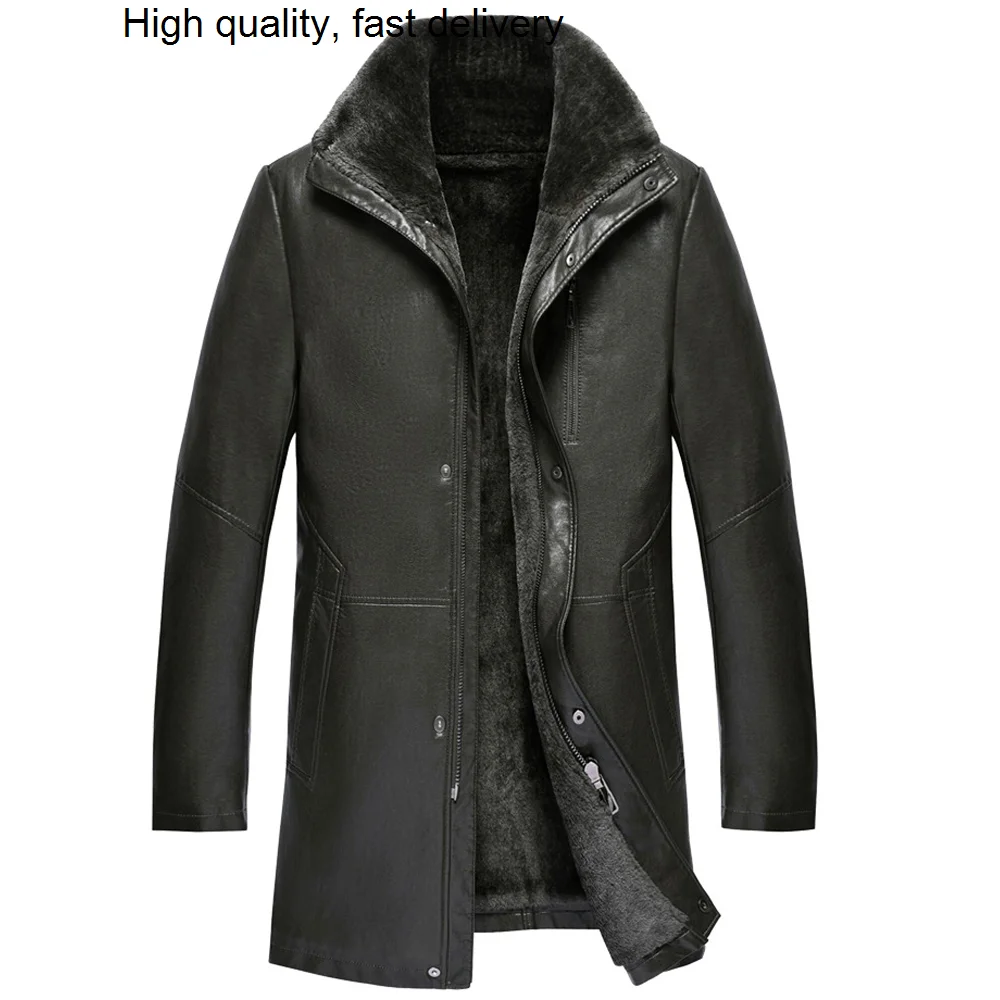 

Faux Sheepleather Winter Fur Coat Men Fur Leather Jackets With Wool Thick Warm Outerwear Business Mens Wool Greatcoats