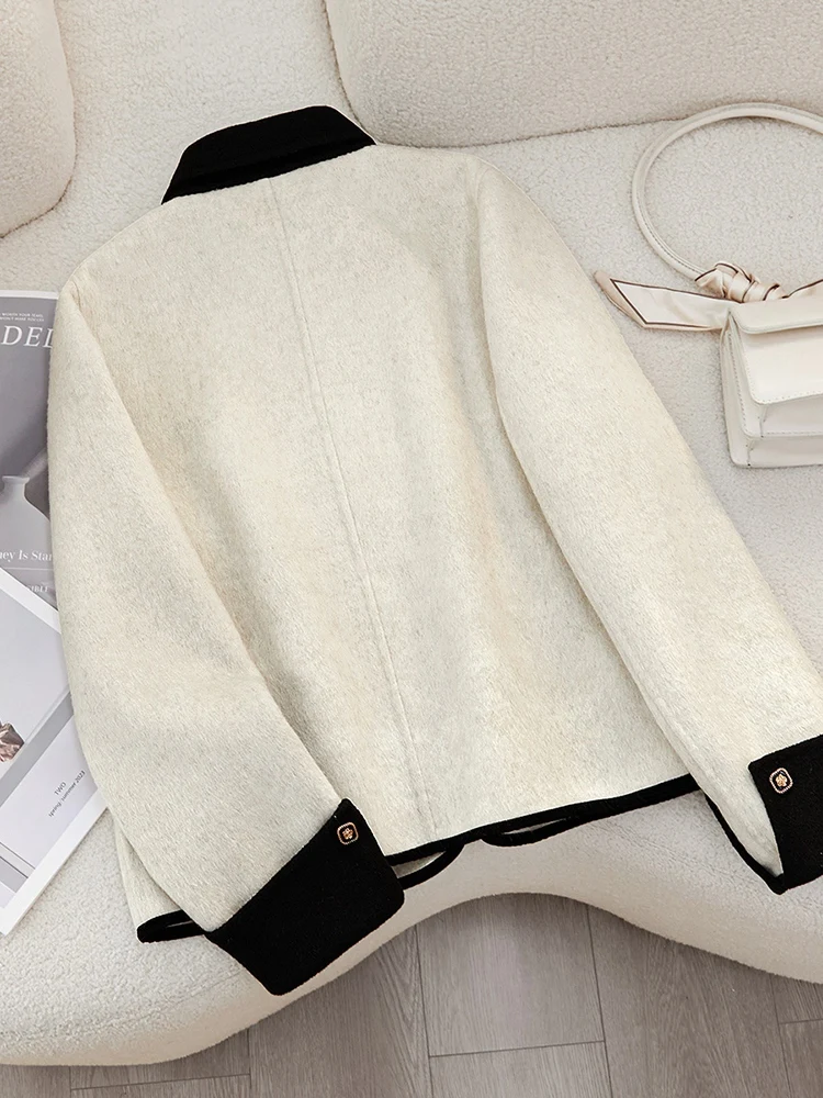 Двусторонние шерстяные изделия Her Pool Верхняя одежда 2024 зимняя новая женская